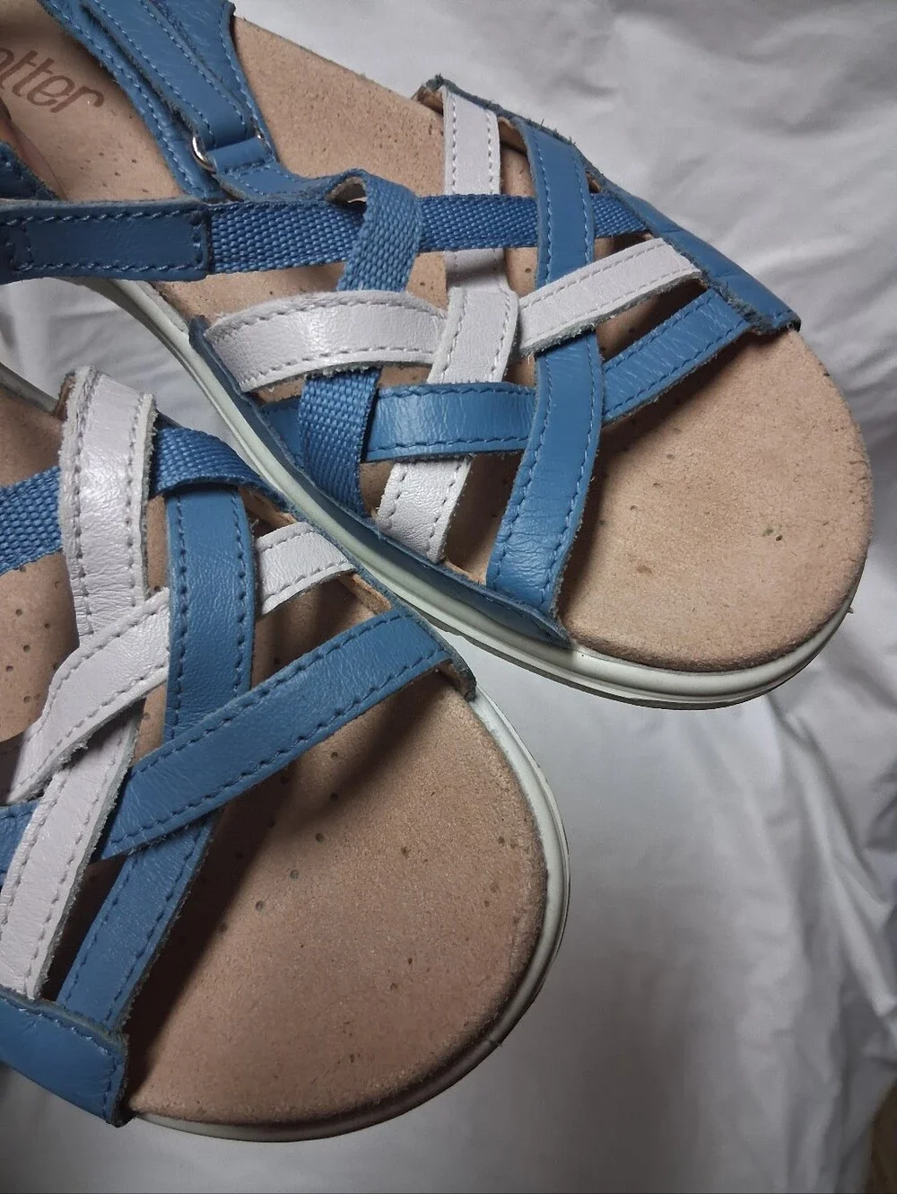 Hotter Comfort Slingback Sandals in Blue and White - Casual Big Girl's Sz 4.5